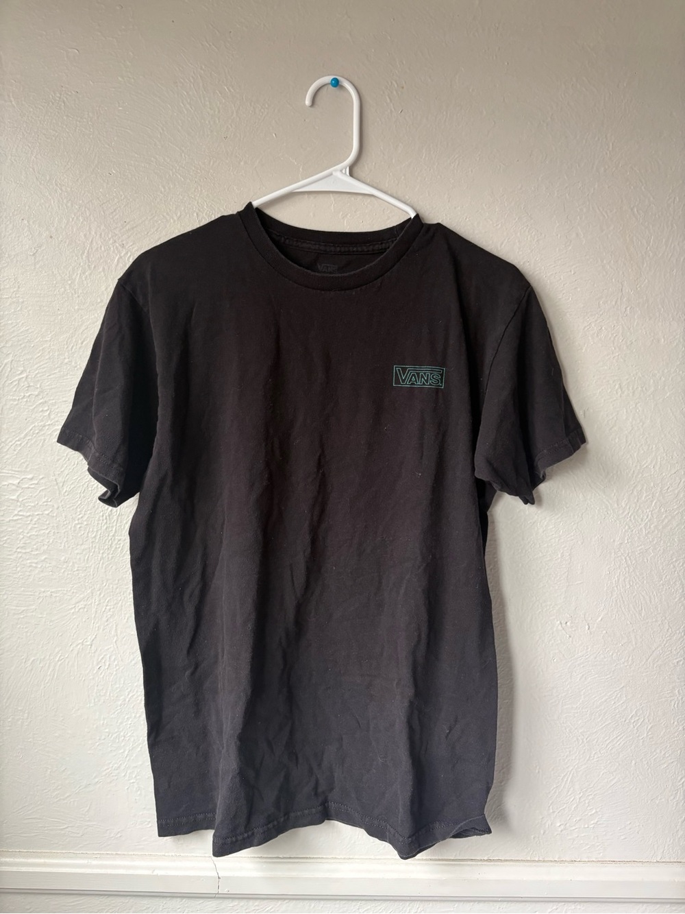 Vans Black Short Sleeve Tee with Small Green Logo